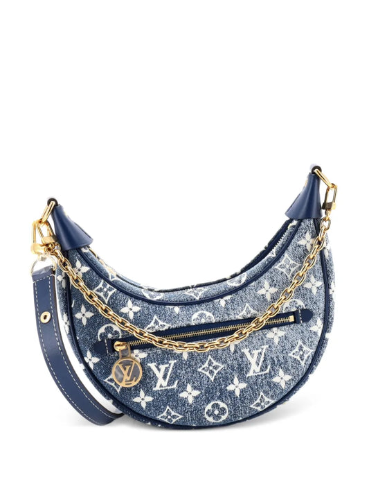 Louis Vuitton Pre Owned Loop Handbag Monogram Jacquard Denim Hobo Bag — Same as shown — Size One Size — Front View