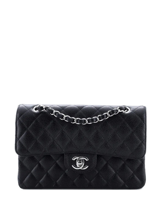 Chanel Pre Owned Classic Double Flap Bag Quilted Caviar Small Shoulder Bag — Same as shown — Size One Size — Front View
