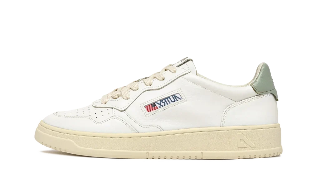 Autry Medalist Low Leather Leather White Sea Grass