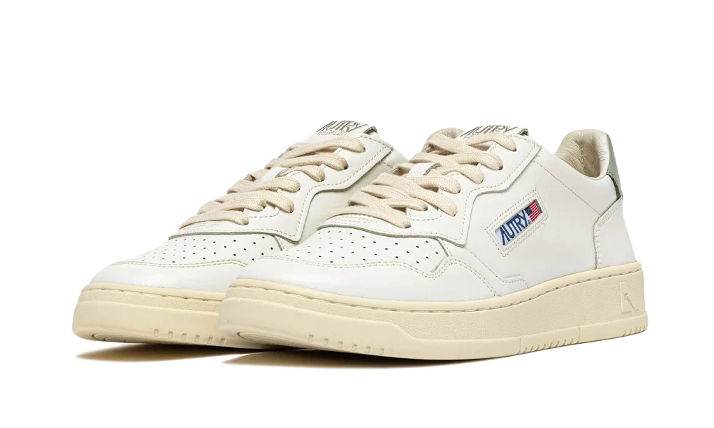 Autry Medalist Low Leather Leather White Sea Grass