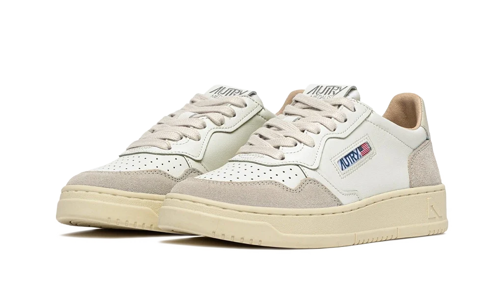 Autry Medalist Low Leather Suede White Pelican
