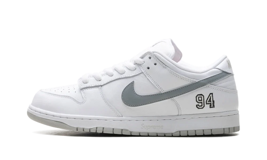 Nike SB Dunk Low Supreme White Metallic Silver