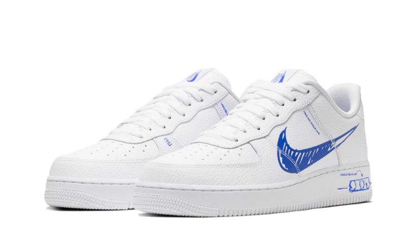 Nike Air Force 1 Low Sketch Blue Swoosh - CW7581-100