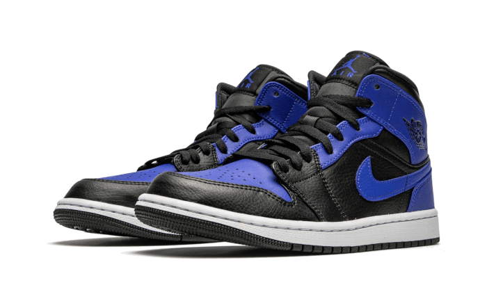 Air Jordan 1 Mid Black Royal Tumbled Leather