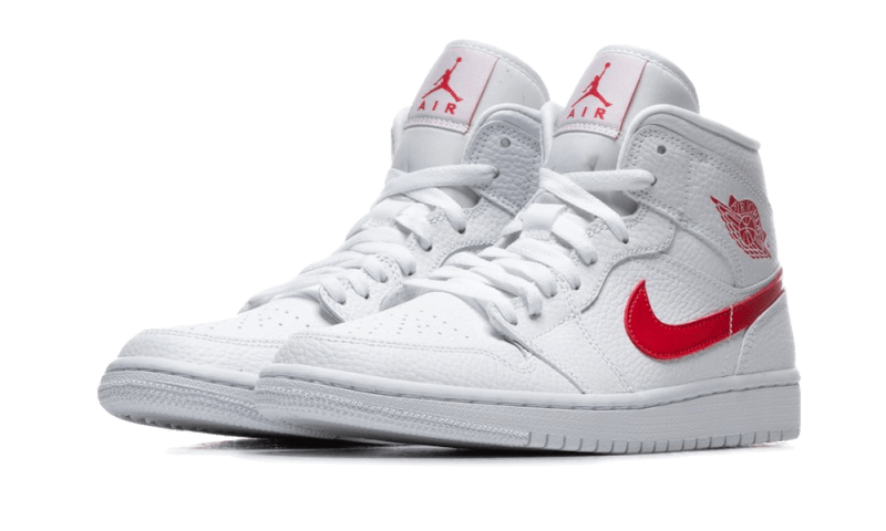 Air Jordan 1 Mid White University Red - BQ6472-106