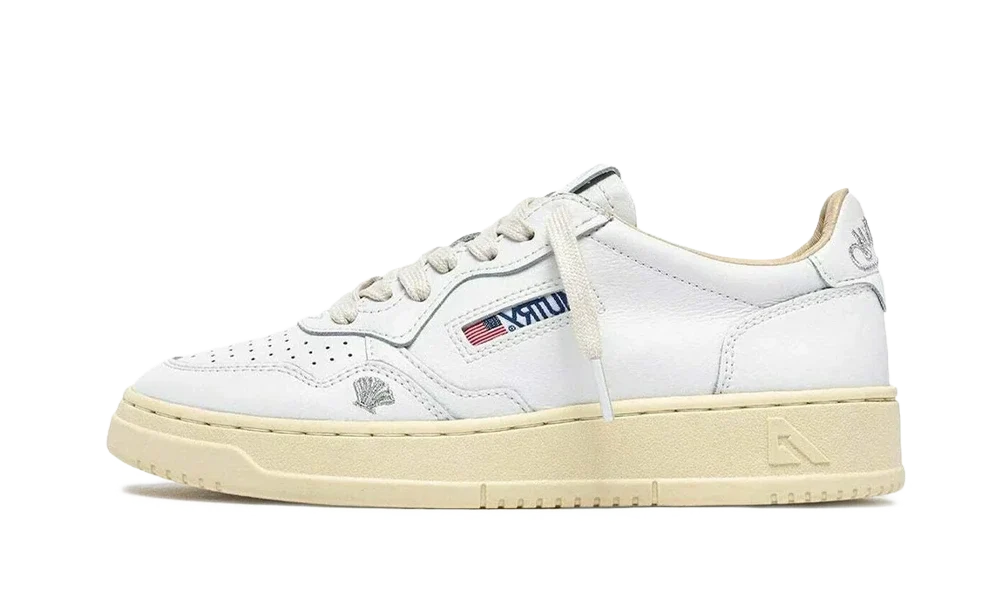 Autry Medalist Low Leather Shell White Silver