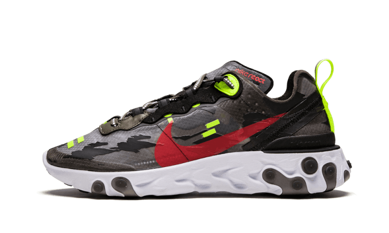 Nike React Element 87 Medium Olive Volt Crimson Tiger Camo - CJ4988-200
